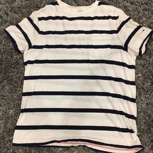 navy and white striped tommy hilfiger shirt